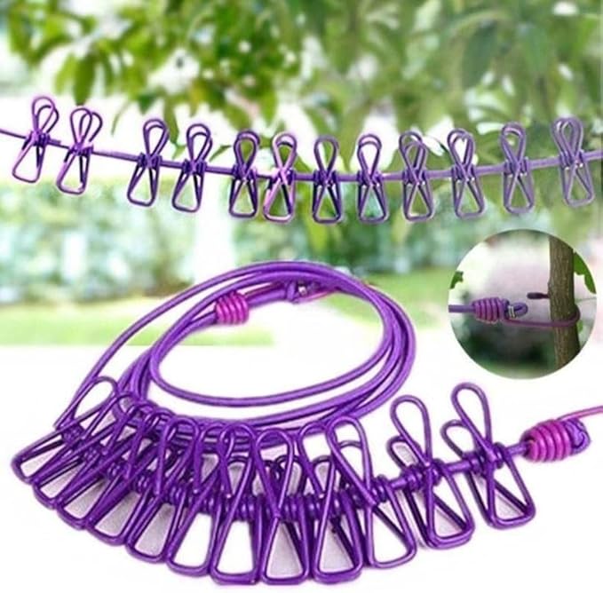 Cloth Drying Rope with Hooks